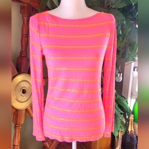 Joe Fresh pink & orange squin log sleeve shirt